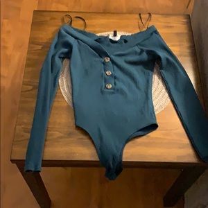 Ribbed button bodysuit